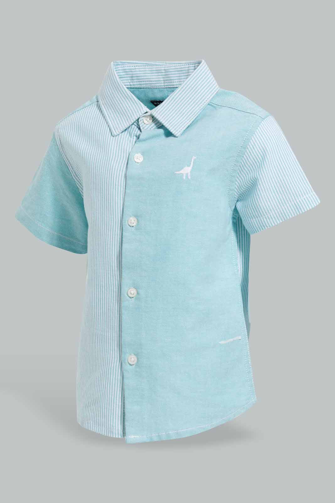 Redtag-Green-Shirts-With-Trouser-Shorts-Set-(2-Pcs-Set)-Category:Sets,-Colour:Green,-Deals:New-In,-EID,-Filter:Infant-Boys-(3-to-24-Mths),-INB-Sets,-New-In-INB-APL,-Non-Sale,-Section:Boys-(0-to-14Yrs),-W22O-Infant-Boys-3 to 24 Months