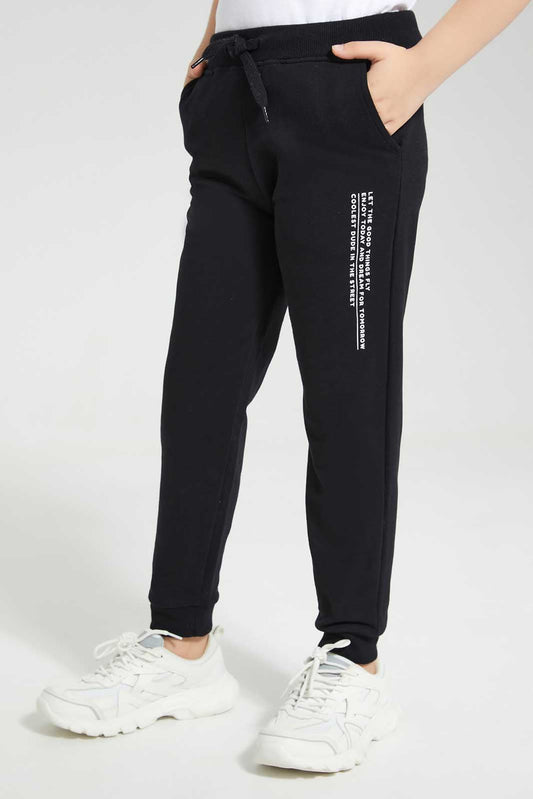 Redtag-Black-Jogpant-With-Print-BOY-Joggers,-Category:Joggers,-Colour:Black,-Deals:New-In,-Filter:Boys-(2-to-8-Yrs),-New-In-BOY-APL,-Non-Sale,-Section:Boys-(0-to-14Yrs),-TBL,-W22O-Boys-2 to 8 Years