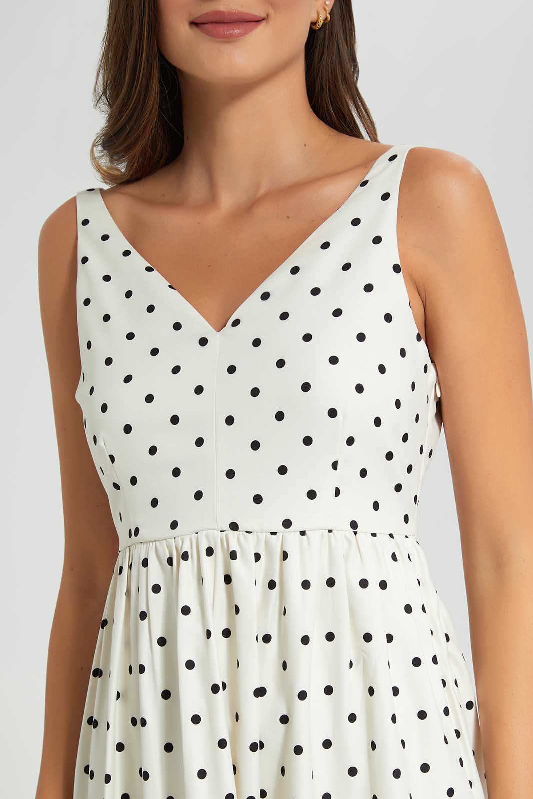 Redtag-Ivory-Polka-Dot-Dress-Category:Dresses,-Colour:Ivory,-Deals:New-In,-Filter:Women's-Clothing,-LDC,-LDC-Dresses,-New-In-LDC-APL,-Non-Sale,-Section:Women,-W22O-Women's-