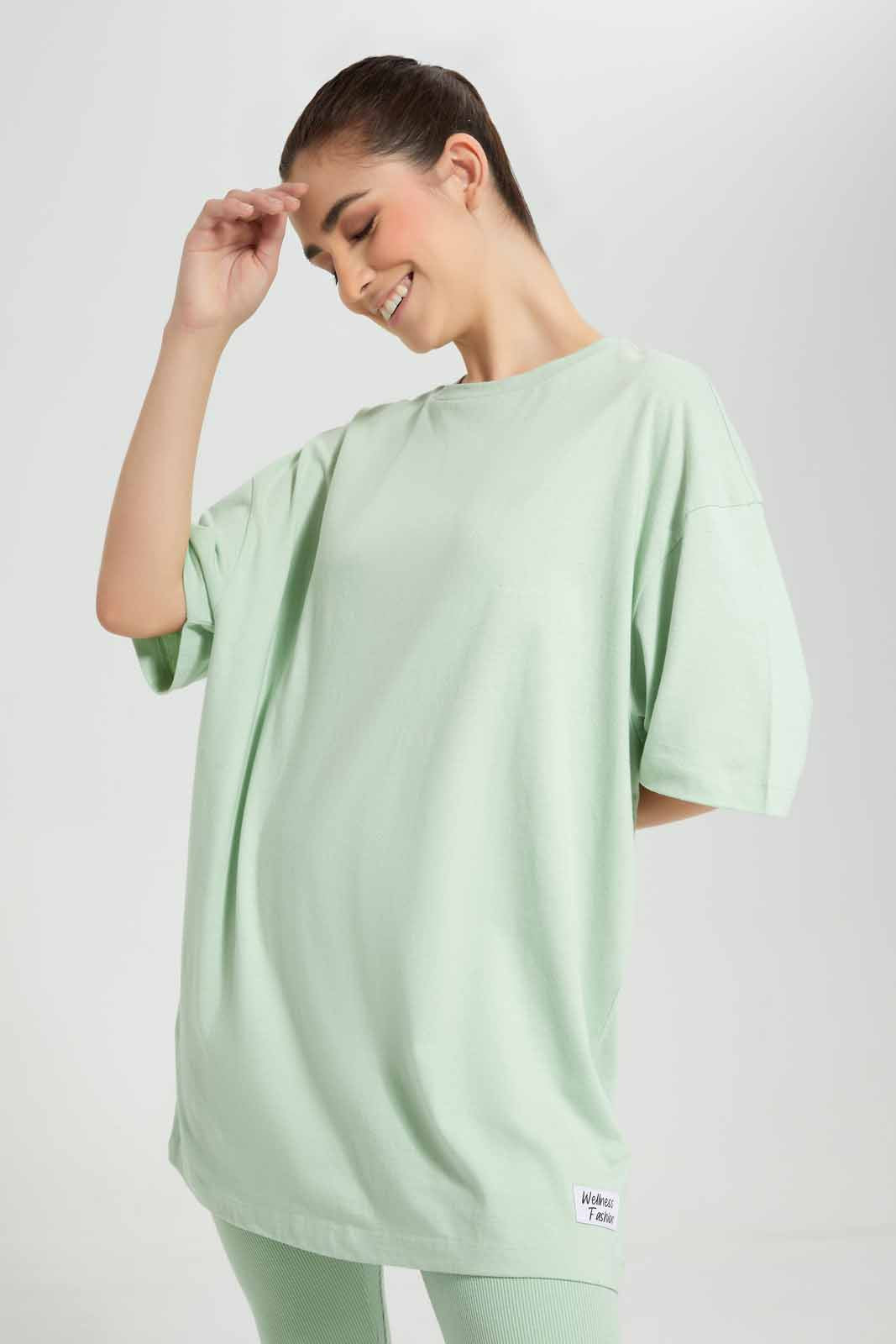 Redtag-Sage-BCI-Oversize-Printed-T-Shirt-Category:T-Shirts,-Colour:Green,-Deals:New-In,-Filter:Women's-Clothing,-New-In-Women,-Non-Sale,-Section:Women,-W22O,-Women-T-Shirts-Women's-