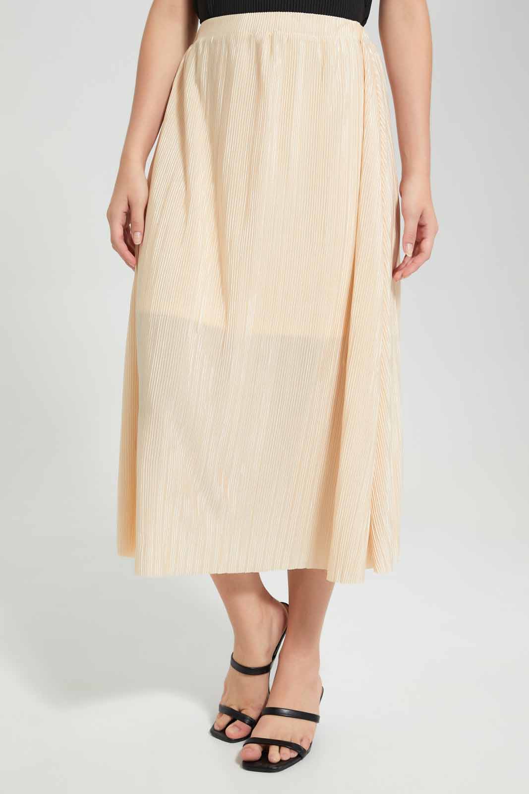 Redtag-Beige-Plisse-Maxi-Skirt-Category:Skirts,-Colour:Beige,-Deals:New-In,-Filter:Women's-Clothing,-New-In-Women-APL,-Non-Sale,-Section:Women,-W22O,-Women-Skirts-Women's-