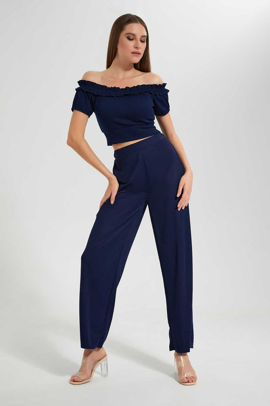 Redtag-Assorted-Off-Shoulder-Crop-Top-Category:Tops,-Colour:Navy,-Deals:New-In,-Filter:Women's-Clothing,-LEC,-LEC-Tops,-New-In-LEC,-Non-Sale,-Section:Women,-W22O-Women's-