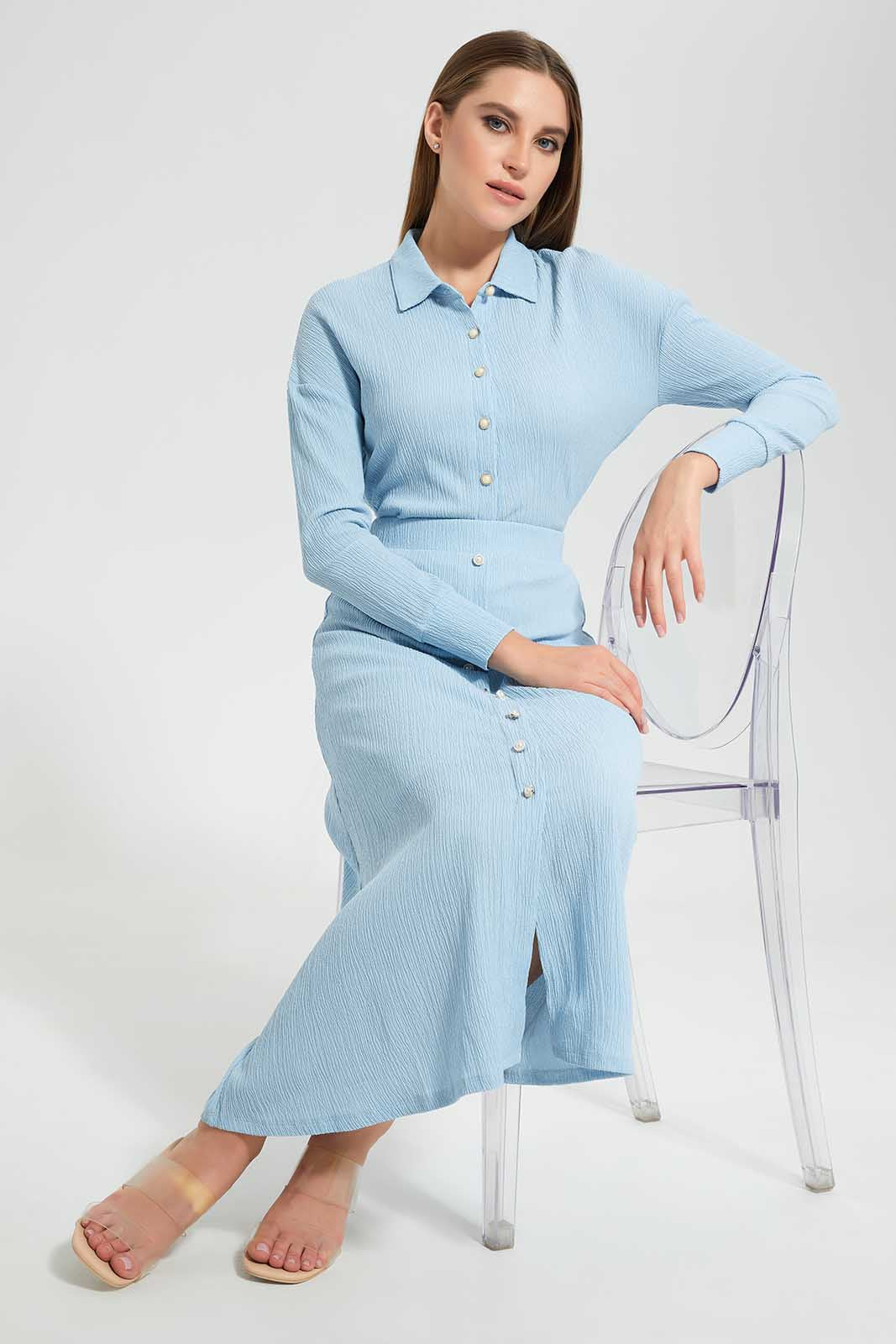 Redtag-Assorted-Collared-Button-front-Blouse-Category:Blouses,-Colour:Sky-Blue,-Deals:New-In,-Filter:Women's-Clothing,-LEC,-LEC-Blouses,-New-In-LEC,-Non-Sale,-Section:Women,-W22O-Women's-