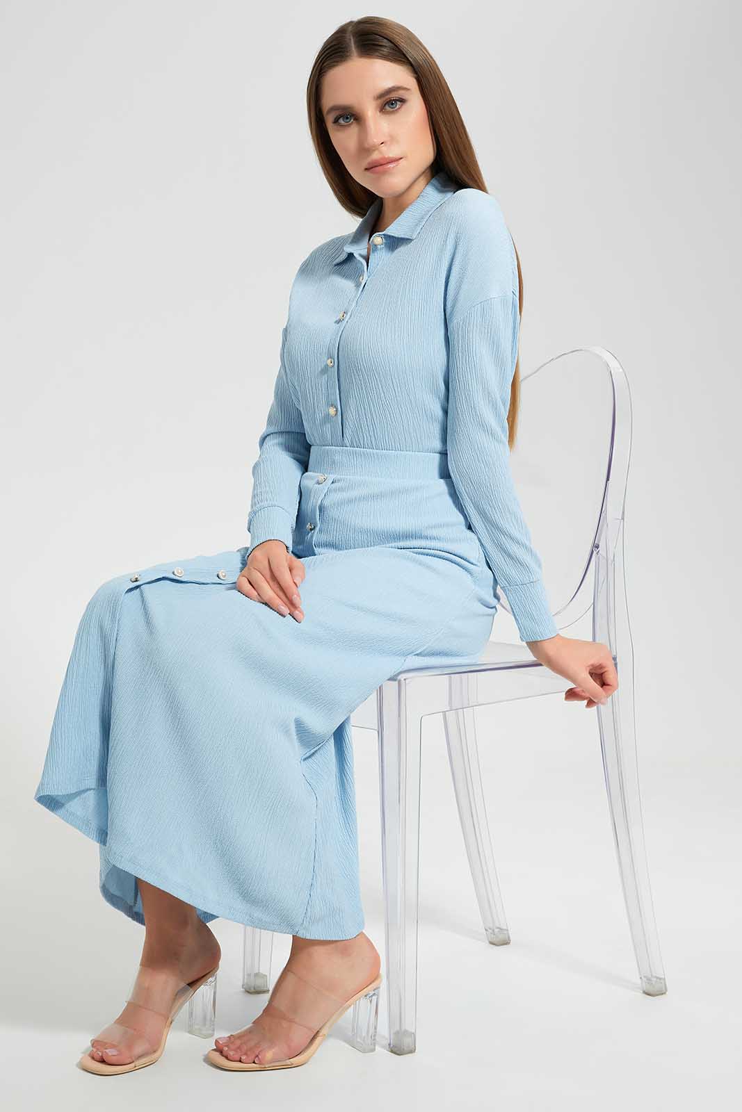 Redtag-Assorted-Collared-Button-front-Blouse-Category:Blouses,-Colour:Sky-Blue,-Deals:New-In,-Filter:Women's-Clothing,-LEC,-LEC-Blouses,-New-In-LEC,-Non-Sale,-Section:Women,-W22O-Women's-