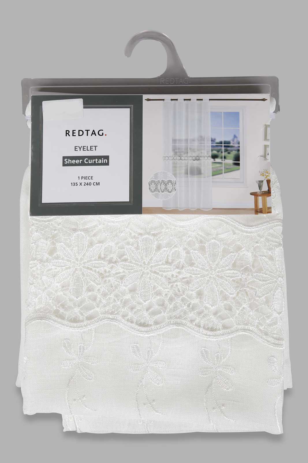 Redtag-Ivory-1-Piece-Lace-Sheer-Curtain-Category:Curtains,-Colour:Ivory,-Deals:New-In,-Filter:Home-Bedroom,-HMW-BED-Curtains,-New-In-HMW-BED,-Non-Sale,-Section:Homewares,-W22O-Home-Bedroom-