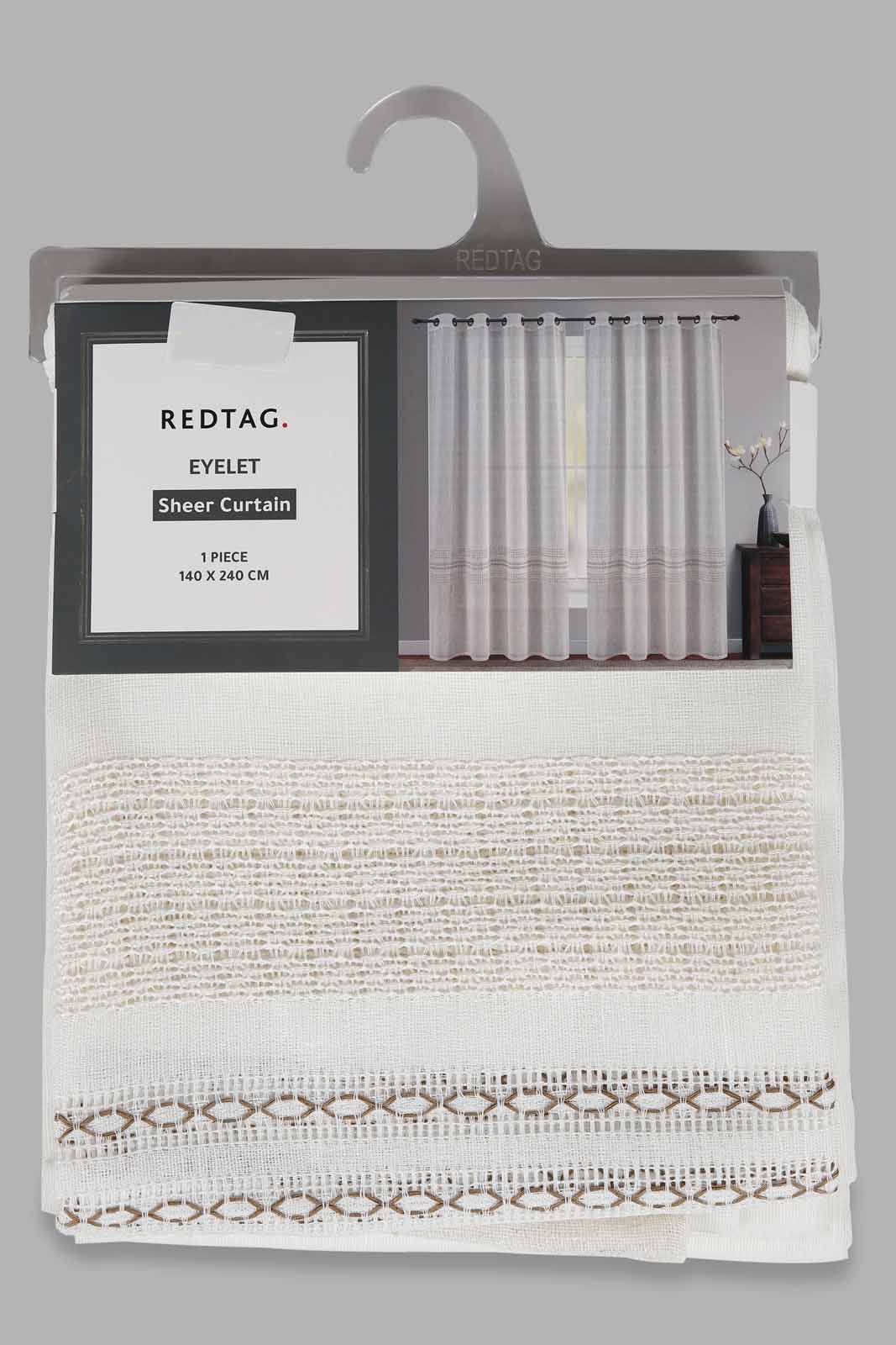 Redtag-Ivory-1-Piece-Sheer-Curtain-Category:Curtains,-Colour:Ivory,-Deals:New-In,-Filter:Home-Bedroom,-HMW-BED-Curtains,-New-In-HMW-BED,-Non-Sale,-Section:Homewares,-W22O-Home-Bedroom-