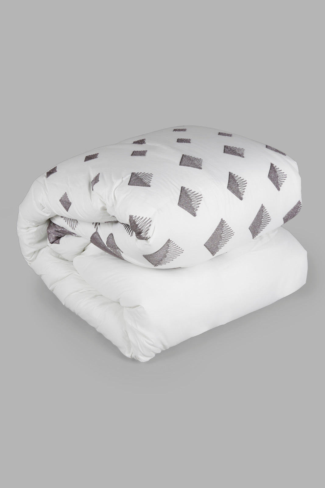 Redtag-Grey-7-Piece-Geometric-Embroidery-Comforter-Set-(King-Size)-Category:Comforters,-Colour:Grey,-Deals:New-In,-Filter:Home-Bedroom,-HMW-BED-Comforters,-New-In-HMW-BED,-Non-Sale,-Section:Homewares,-W22A-Home-Bedroom-