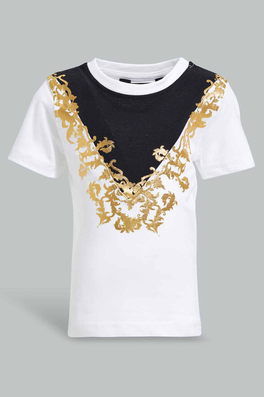 Redtag-White-And-Black-Foil-Printed-Set-(-2-Pcs-Set-)-Category:Sets,-Colour:White,-Deals:New-In,-Filter:Infant-Boys-(3-to-24-Mths),-INB-Sets,-New-In-INB-APL,-Non-Sale,-Section:Boys-(0-to-14Yrs),-W22O-Infant-Boys-3 to 24 Months