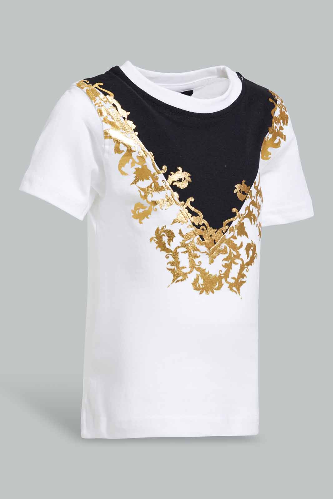 Redtag-White-And-Black-Foil-Printed-Set-(-2-Pcs-Set-)-Category:Sets,-Colour:White,-Deals:New-In,-Filter:Infant-Boys-(3-to-24-Mths),-INB-Sets,-New-In-INB-APL,-Non-Sale,-Section:Boys-(0-to-14Yrs),-W22O-Infant-Boys-3 to 24 Months