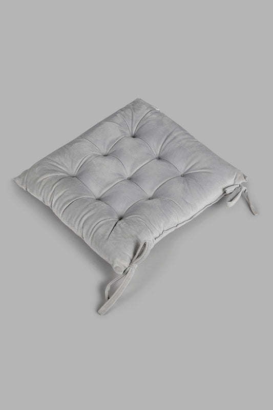 Redtag-Grey-Velvet-Chair-Pad-Category:Cushions,-Colour:Grey,-Deals:New-In,-Filter:Home-Bedroom,-HMW-BED-Cushions,-New-In-HMW-BED,-Non-Sale,-Section:Homewares,-W22A-Home-Bedroom-