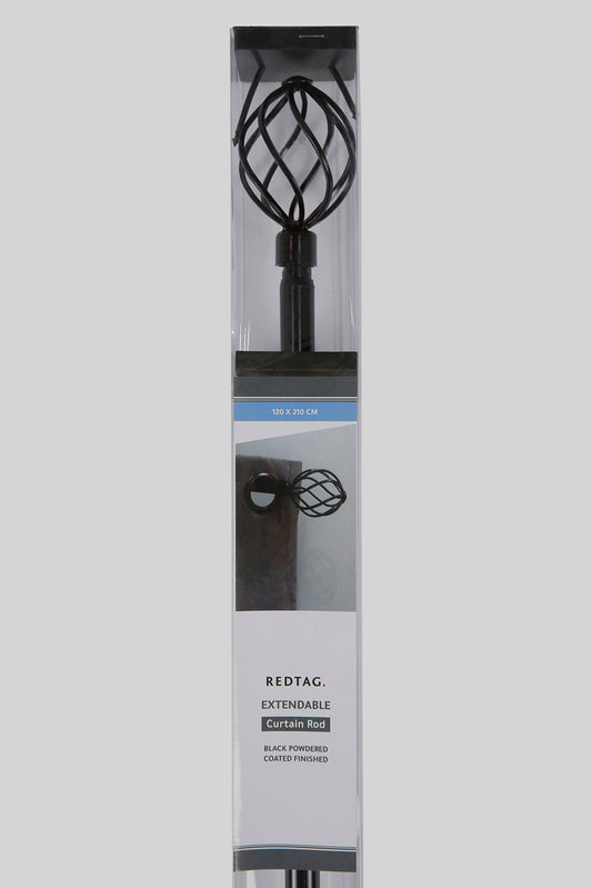 Redtag-Black-Extendable-Curtain-Rod-With-Finials-(Single)-Category:Curtain-Rods,-Colour:Black,-Deals:New-In,-Filter:Home-Bedroom,-HMW-BED-Bedroom-Accessories,-New-In-HMW-BED,-Non-Sale,-Section:Homewares,-W22A-Home-Bedroom-