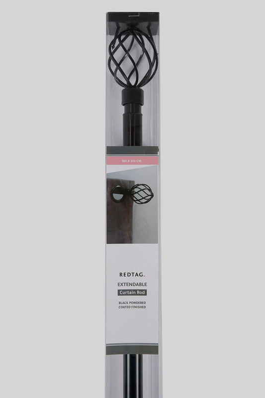 Redtag-Black-Extendable-Curtain-Rod-With-Finials-(Single)-Category:Curtain-Rods,-Colour:Black,-Deals:New-In,-Filter:Home-Bedroom,-HMW-BED-Bedroom-Accessories,-New-In-HMW-BED,-Non-Sale,-Section:Homewares,-W22A-Home-Bedroom-