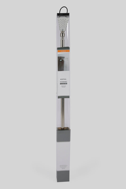 Redtag-Silver-Extendable-Curtain-Rod-With-Crystal-Finials-(Single)-Category:Curtain-Rods,-Colour:Silver,-Deals:New-In,-Filter:Home-Bedroom,-HMW-BED-Bedroom-Accessories,-New-In-HMW-BED,-Non-Sale,-Section:Homewares,-W22A-Home-Bedroom-