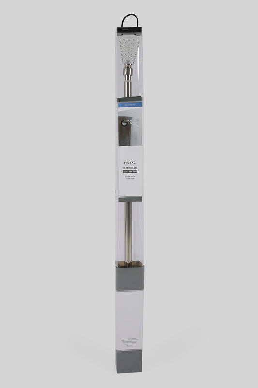 Redtag-Silver-Extendable-Curtain-Rod-With-Crystal-Finials-(Single)-Category:Curtain-Rods,-Colour:Silver,-Deals:New-In,-Filter:Home-Bedroom,-HMW-BED-Bedroom-Accessories,-New-In-HMW-BED,-Non-Sale,-Section:Homewares,-W22A-Home-Bedroom-