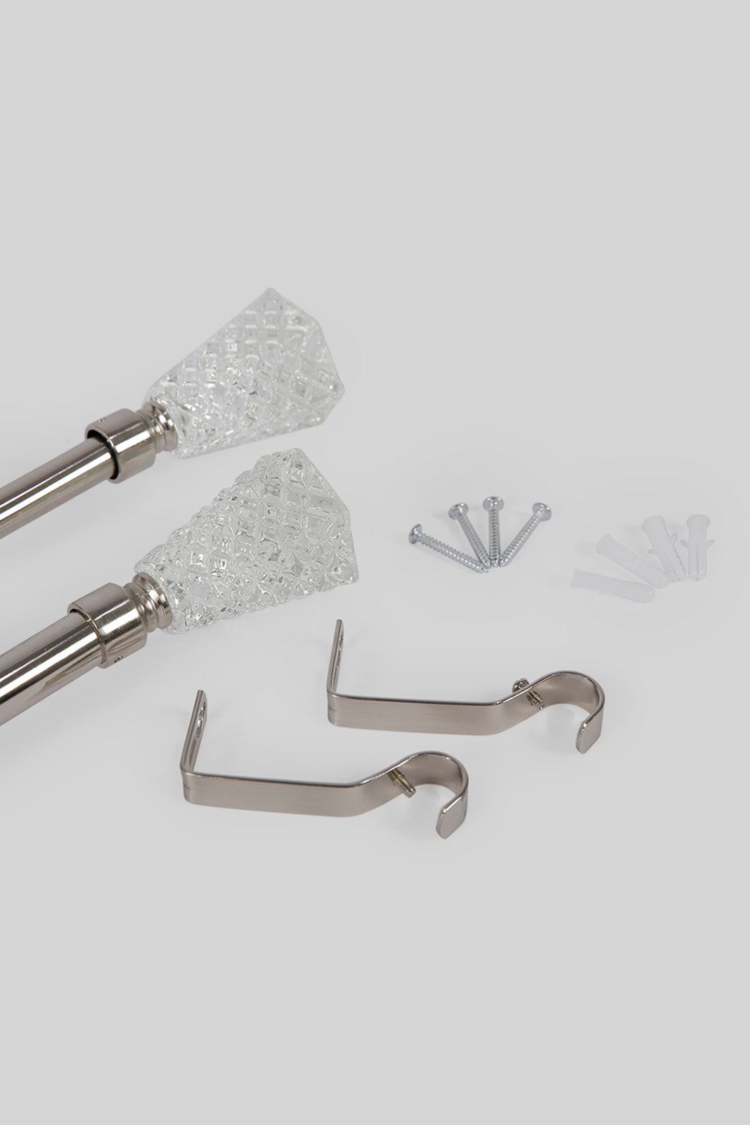 Redtag-Silver-Extendable-Curtain-Rod-With-Crystal-Finials-(Single)-Category:Curtain-Rods,-Colour:Silver,-Deals:New-In,-Filter:Home-Bedroom,-HMW-BED-Bedroom-Accessories,-New-In-HMW-BED,-Non-Sale,-Section:Homewares,-W22A-Home-Bedroom-
