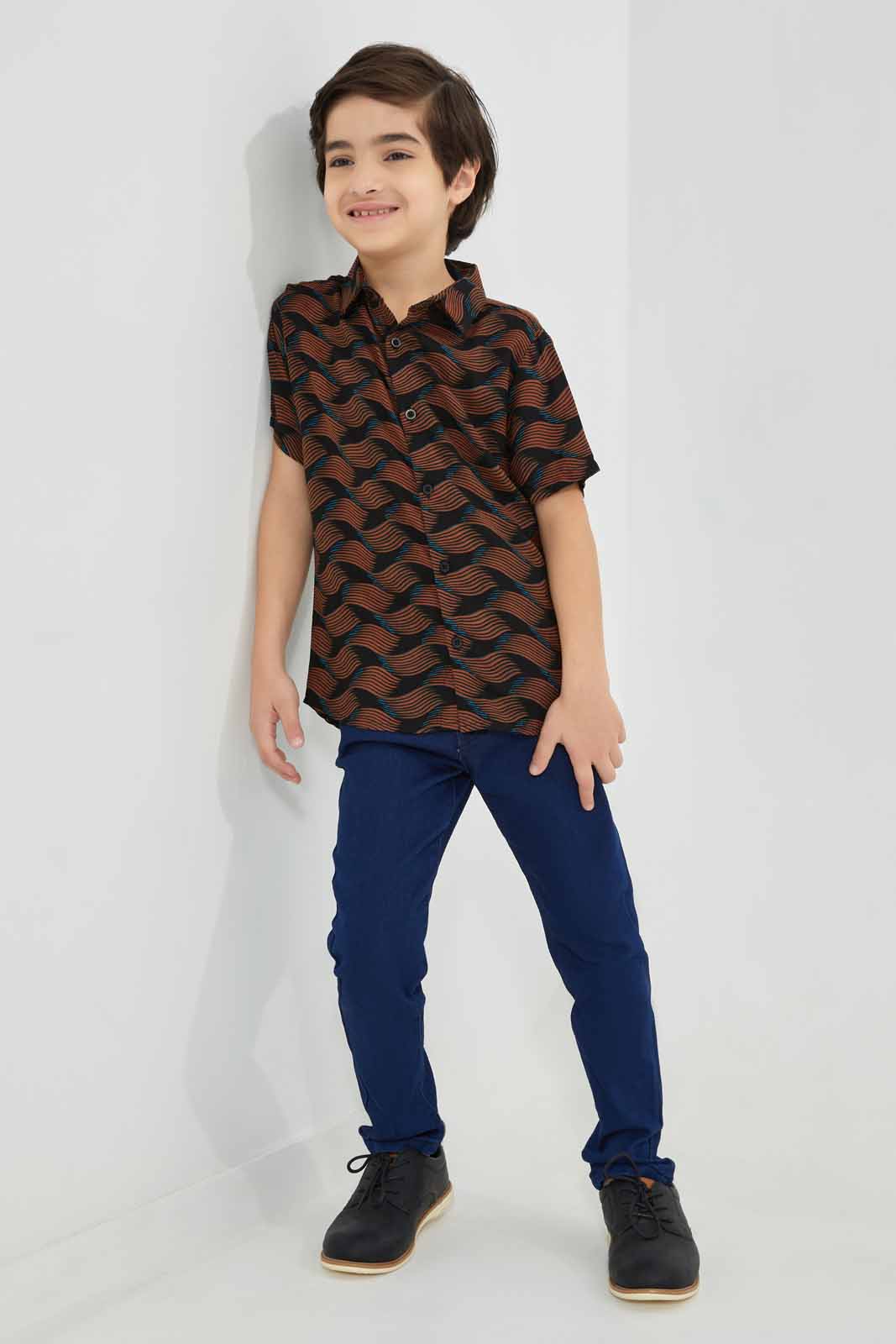 Redtag-Black-AOP-SS-Viscose-Shirt-BOY-Shirts,-Category:Shirts,-Colour:Navy,-Deals:New-In,-EID,-Filter:Boys-(2-to-8-Yrs),-New-In-BOY-APL,-Non-Sale,-Section:Boys-(0-to-14Yrs),-W22O-Boys-2 to 8 Years