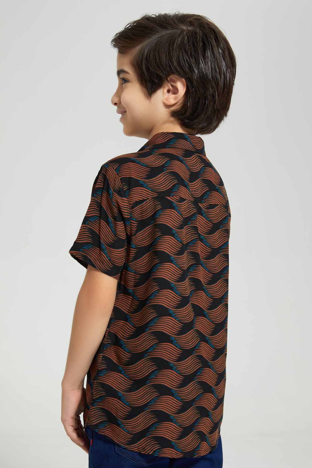 Redtag-Black-AOP-SS-Viscose-Shirt-BOY-Shirts,-Category:Shirts,-Colour:Navy,-Deals:New-In,-EID,-Filter:Boys-(2-to-8-Yrs),-New-In-BOY-APL,-Non-Sale,-Section:Boys-(0-to-14Yrs),-W22O-Boys-2 to 8 Years