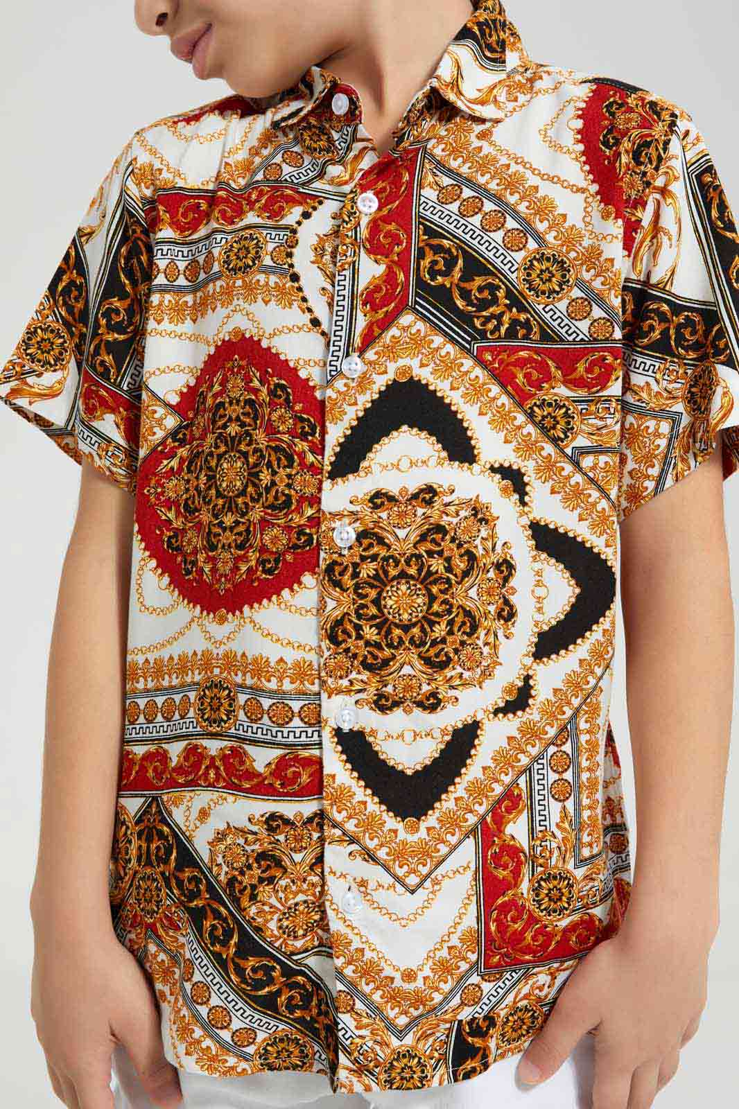 Redtag-Blue-AOP-SS-Viscose-Shirt-BOY-Shirts,-Category:Shirts,-Colour:White,-Deals:New-In,-EID,-Filter:Boys-(2-to-8-Yrs),-New-In-BOY-APL,-Non-Sale,-Section:Boys-(0-to-14Yrs),-W22O-Boys-2 to 8 Years