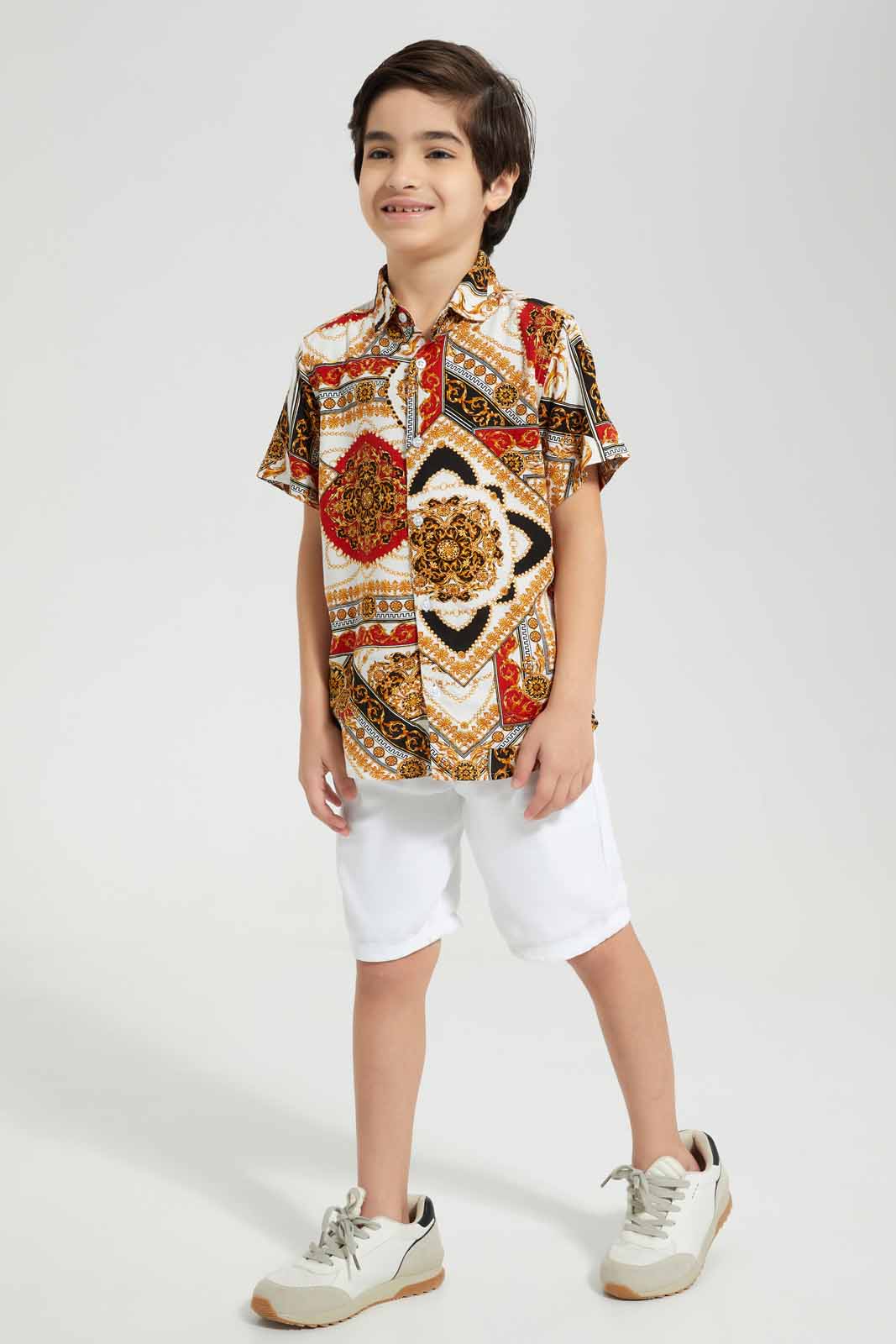 Redtag-Blue-AOP-SS-Viscose-Shirt-BOY-Shirts,-Category:Shirts,-Colour:White,-Deals:New-In,-EID,-Filter:Boys-(2-to-8-Yrs),-New-In-BOY-APL,-Non-Sale,-Section:Boys-(0-to-14Yrs),-W22O-Boys-2 to 8 Years