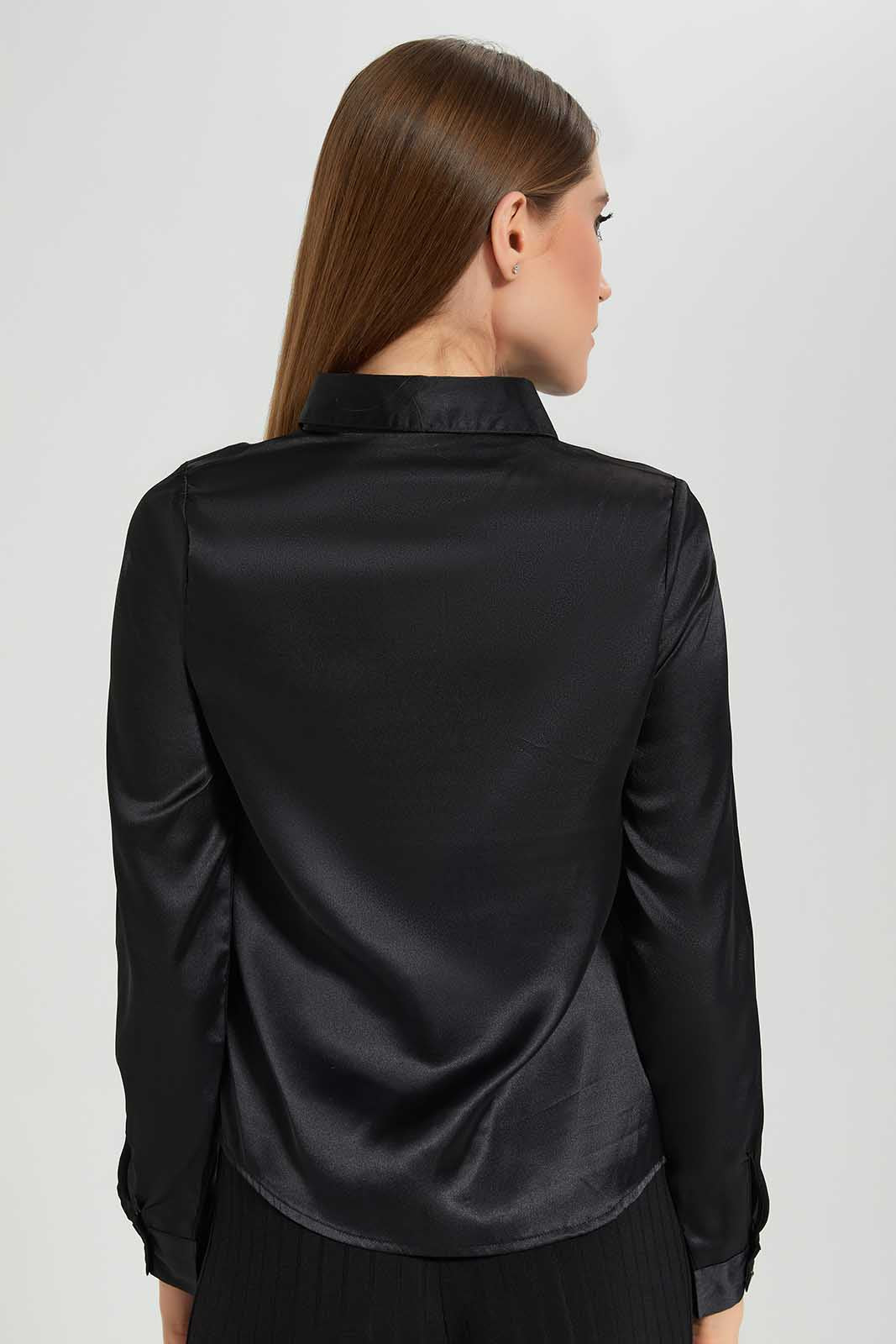 Redtag-Black-Collared-Longsleeve-Blouse-Category:Blouses,-Colour:Black,-Deals:New-In,-Filter:Women's-Clothing,-LEC,-LEC-Blouses,-New-In-LEC,-Non-Sale,-Section:Women,-W22O-Women's-