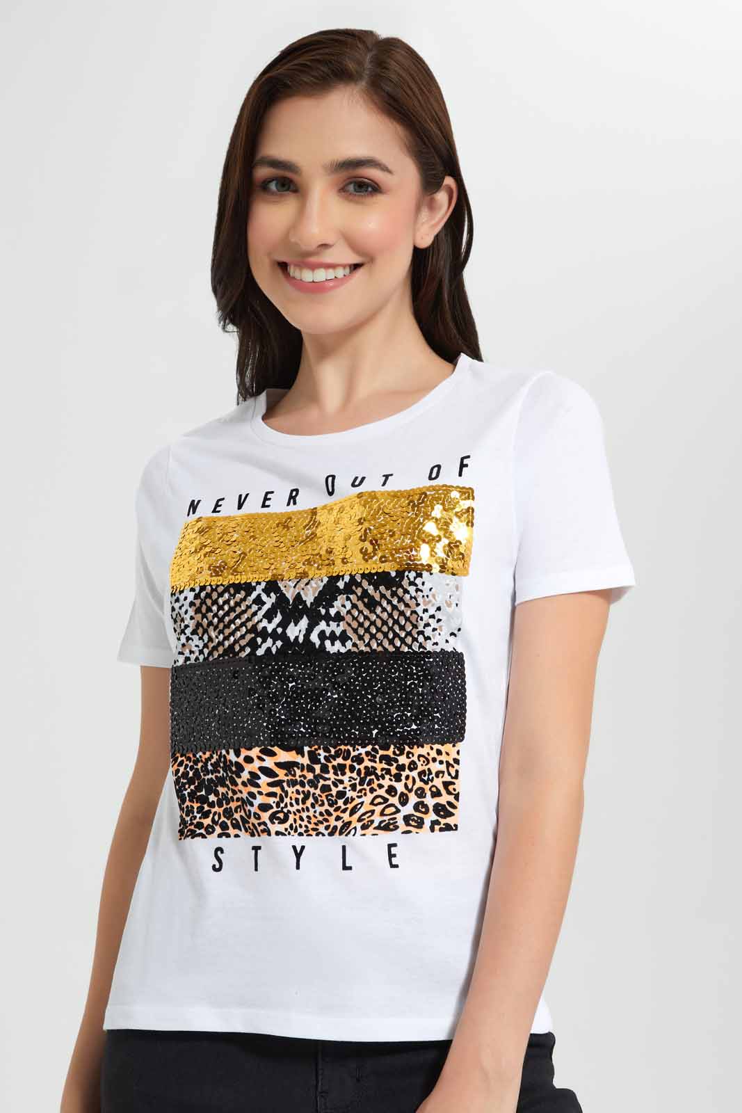Redtag-White-Style-Embellished-T-Shirt-Category:T-Shirts,-Colour:White,-Deals:New-In,-Filter:Women's-Clothing,-New-In-Women,-Non-Sale,-Section:Women,-TBL,-W22O,-Women-T-Shirts-Women's-