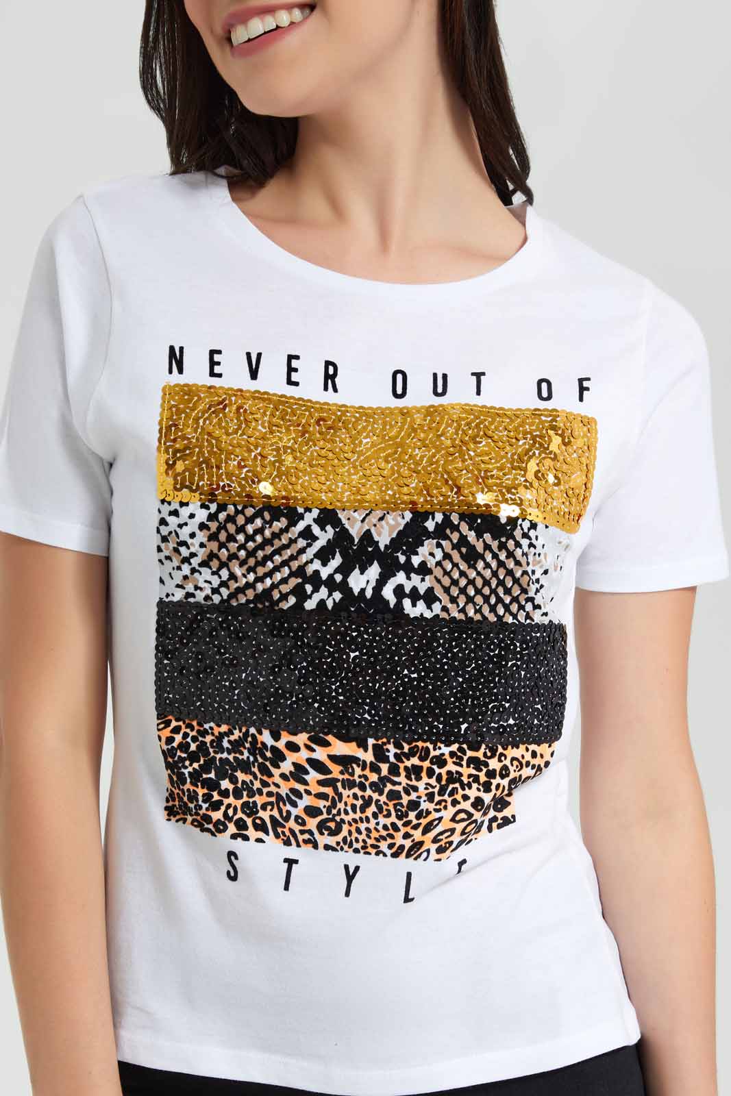 Redtag-White-Style-Embellished-T-Shirt-Category:T-Shirts,-Colour:White,-Deals:New-In,-Filter:Women's-Clothing,-New-In-Women,-Non-Sale,-Section:Women,-TBL,-W22O,-Women-T-Shirts-Women's-