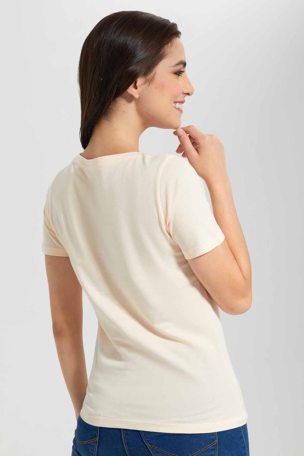 Redtag-Beige-Be-Nice-Embellished-T-Shirt-Category:T-Shirts,-Colour:Beige,-Deals:New-In,-Filter:Women's-Clothing,-New-In-Women,-Non-Sale,-Section:Women,-TBL,-W22O,-Women-T-Shirts-Women's-