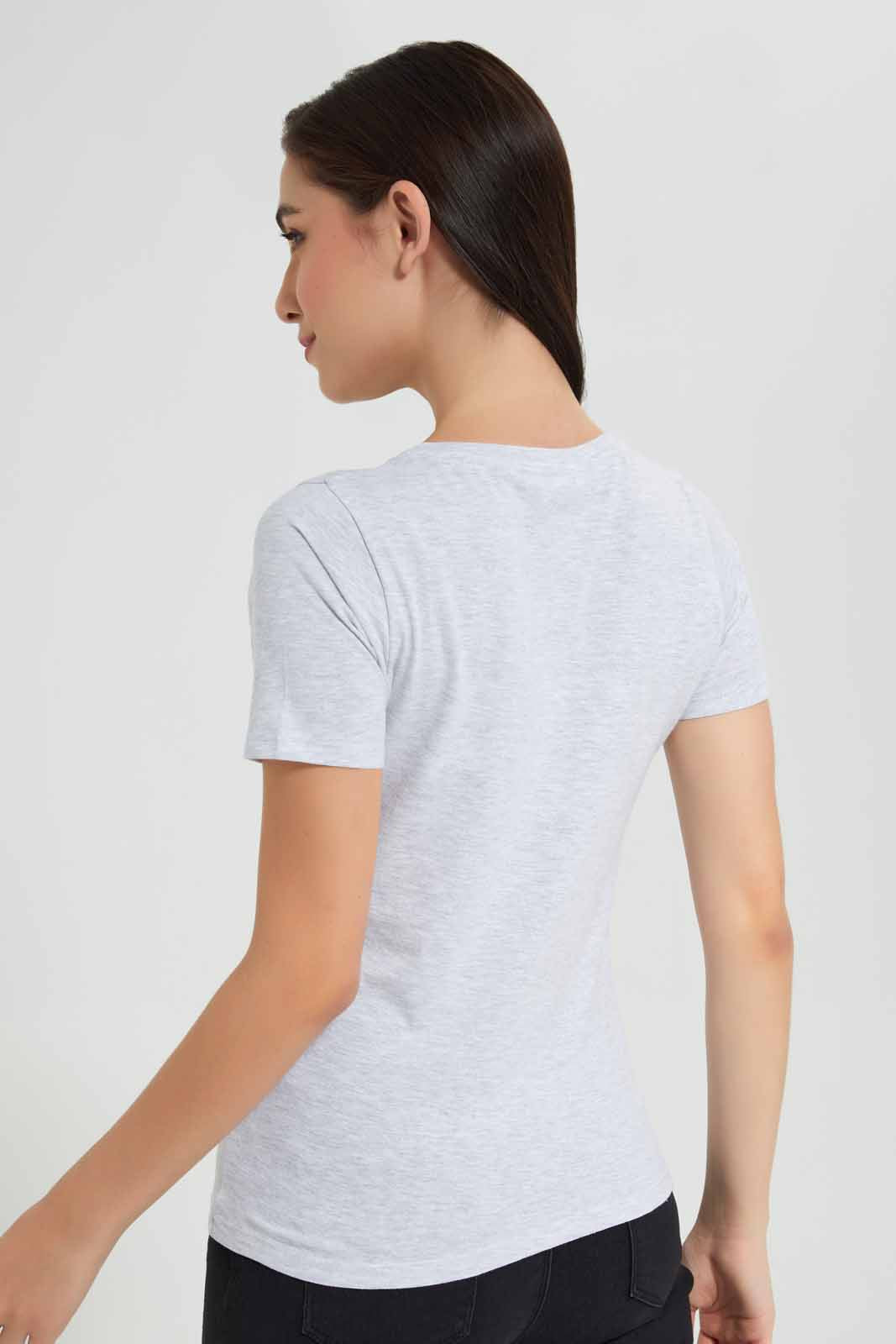 Redtag-Grey-Melange-Paris-Embellished-T-Shirt-Category:T-Shirts,-Colour:Grey,-Deals:New-In,-Filter:Women's-Clothing,-New-In-Women,-Non-Sale,-Section:Women,-TBL,-W22O,-Women-T-Shirts-Women's-