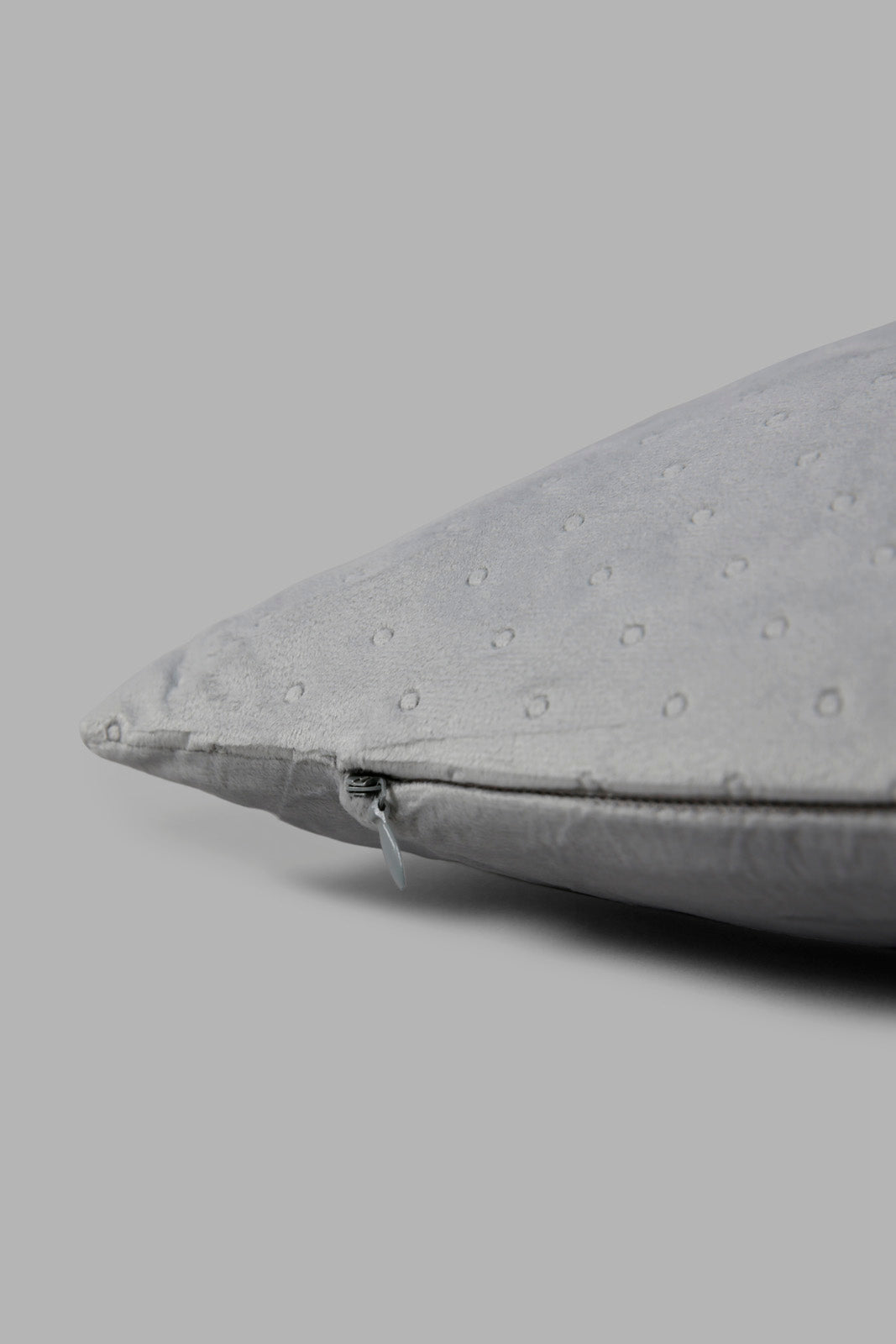 Redtag-Grey-Dotted-Plain-Velvet-Cushion-Category:Cushions,-Colour:Grey,-Deals:New-In,-Filter:Home-Bedroom,-HMW-BED-Cushions,-New-In-HMW-BED,-Non-Sale,-Section:Homewares,-W22A-Home-Bedroom-