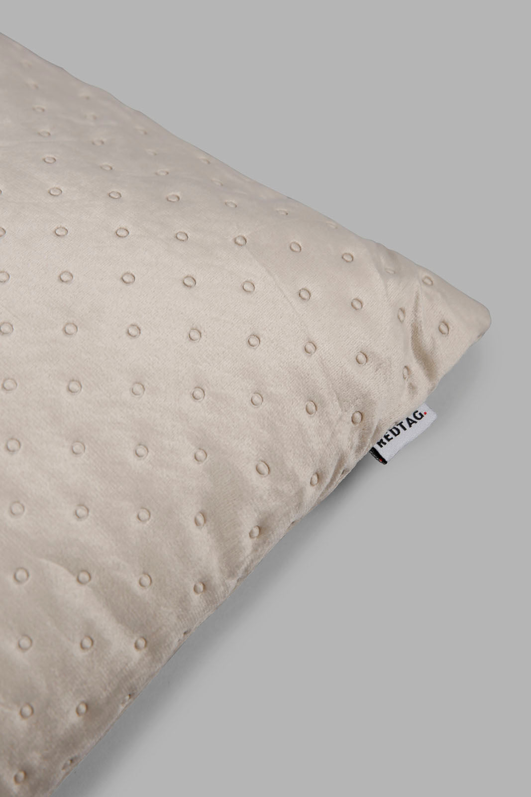 Redtag-Beige-Dotted-Plain-Velvet-Cushion-Category:Cushions,-Colour:Beige,-Deals:New-In,-Filter:Home-Bedroom,-HMW-BED-Cushions,-New-In-HMW-BED,-Non-Sale,-Section:Homewares,-W22A-Home-Bedroom-