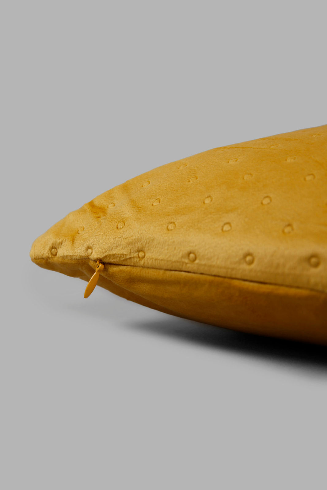 Redtag-Mustard-Dotted-Plain-Velvet-Cushion-Category:Cushions,-Colour:Mustard,-Deals:New-In,-Filter:Home-Bedroom,-HMW-BED-Cushions,-New-In-HMW-BED,-Non-Sale,-Section:Homewares,-W22A-Home-Bedroom-