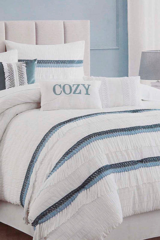 Redtag-Teal-7-Piece-Jacqard-Comforter-Set-(King-Size)-Category:Comforters,-Colour:Teal,-Deals:New-In,-Filter:Home-Bedroom,-HMW-BED-Comforters,-New-In-HMW-BED,-Non-Sale,-Section:Homewares,-W22A-Home-Bedroom-