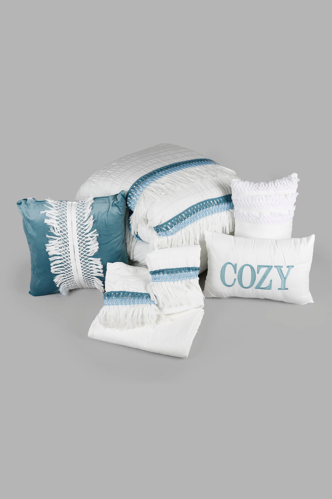 Redtag-Teal-7-Piece-Jacqard-Comforter-Set-(King-Size)-Category:Comforters,-Colour:Teal,-Deals:New-In,-Filter:Home-Bedroom,-HMW-BED-Comforters,-New-In-HMW-BED,-Non-Sale,-Section:Homewares,-W22A-Home-Bedroom-