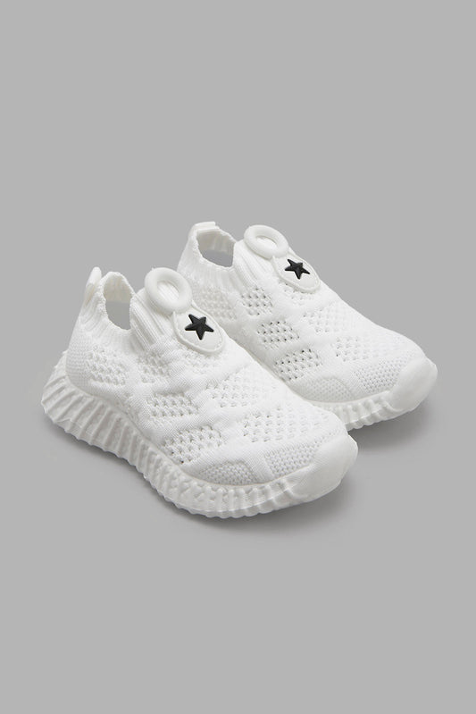 Redtag-White-Knit-Upper-Slip-On-Category:Shoes,-Colour:White,-Deals:New-In,-Filter:Boys-Footwear-(1-to-3-Yrs),-INB-Shoes,-New-In-INB-FOO,-Non-Sale,-Section:Boys-(0-to-14Yrs),-W22B-Infant-Boys-1 to 3 Years