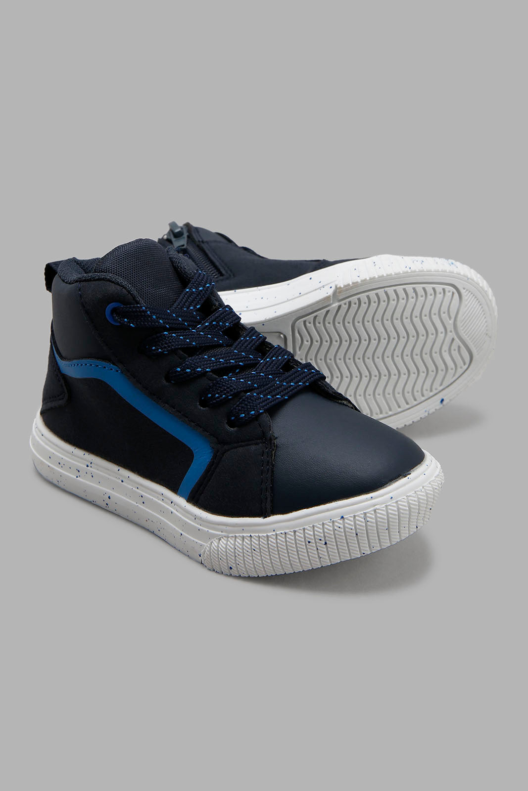 Redtag-Navy-Lace-Up-High-Top-Boots-Category:Boots,-Colour:Navy,-Deals:New-In,-Filter:Boys-Footwear-(1-to-3-Yrs),-INB-Boots,-New-In-INB-FOO,-Non-Sale,-Section:Boys-(0-to-14Yrs),-W22B-Infant-Boys-1 to 3 Years