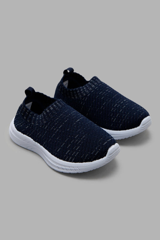 Redtag-Navy-Knit-Pump-Category:Trainers,-Colour:Navy,-Deals:New-In,-Filter:Boys-Footwear-(1-to-3-Yrs),-INB-Trainers,-New-In-INB-FOO,-Non-Sale,-Section:Boys-(0-to-14Yrs),-W22B-Infant-Boys-1 to 3 Years