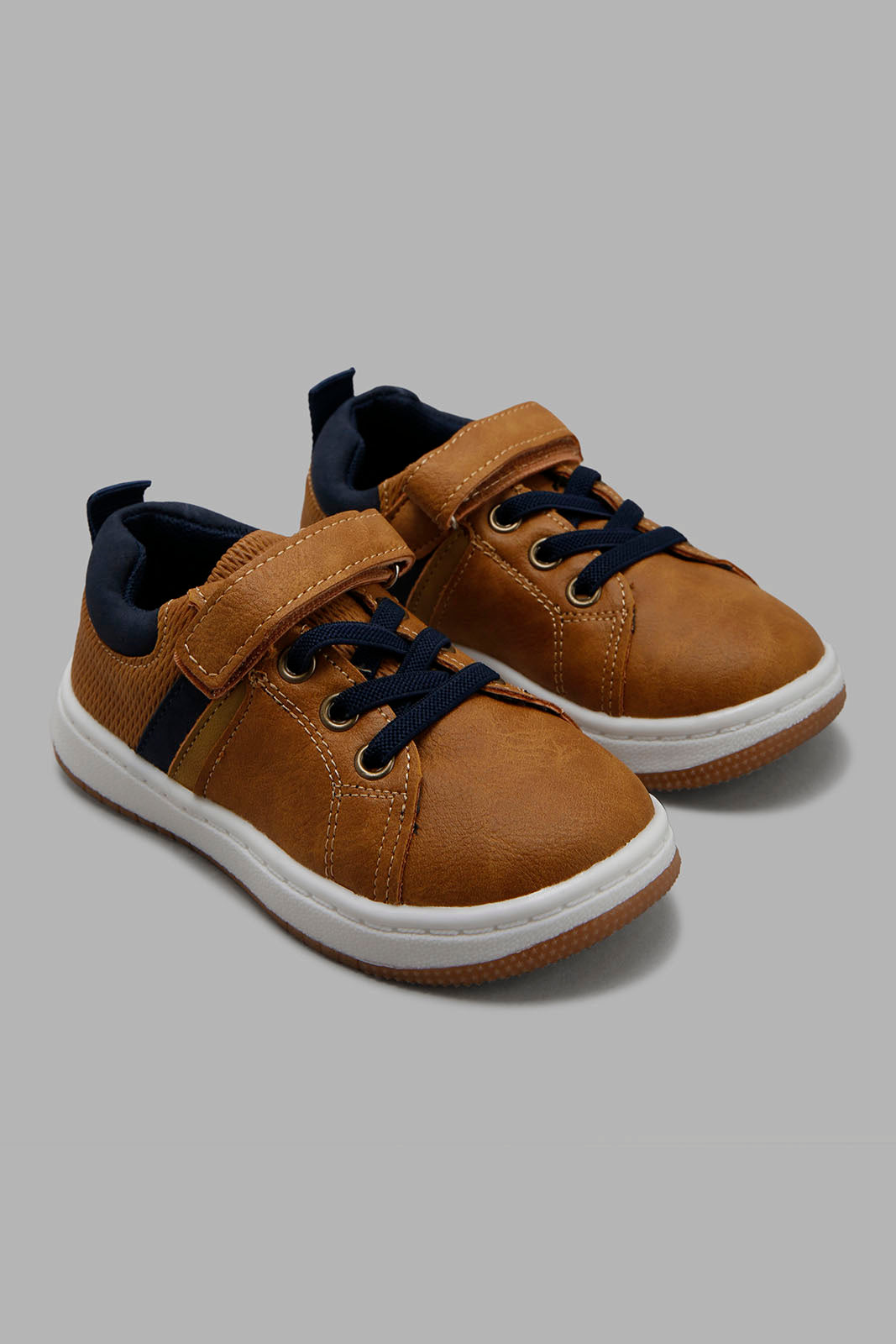 Redtag-Tan-Velcro-Strap-Sneakers-Category:Shoes,-Colour:Tan,-Deals:New-In,-Filter:Boys-Footwear-(1-to-3-Yrs),-INB-Shoes,-New-In-INB-FOO,-Non-Sale,-Section:Boys-(0-to-14Yrs),-W22B-Infant-Boys-1 to 3 Years