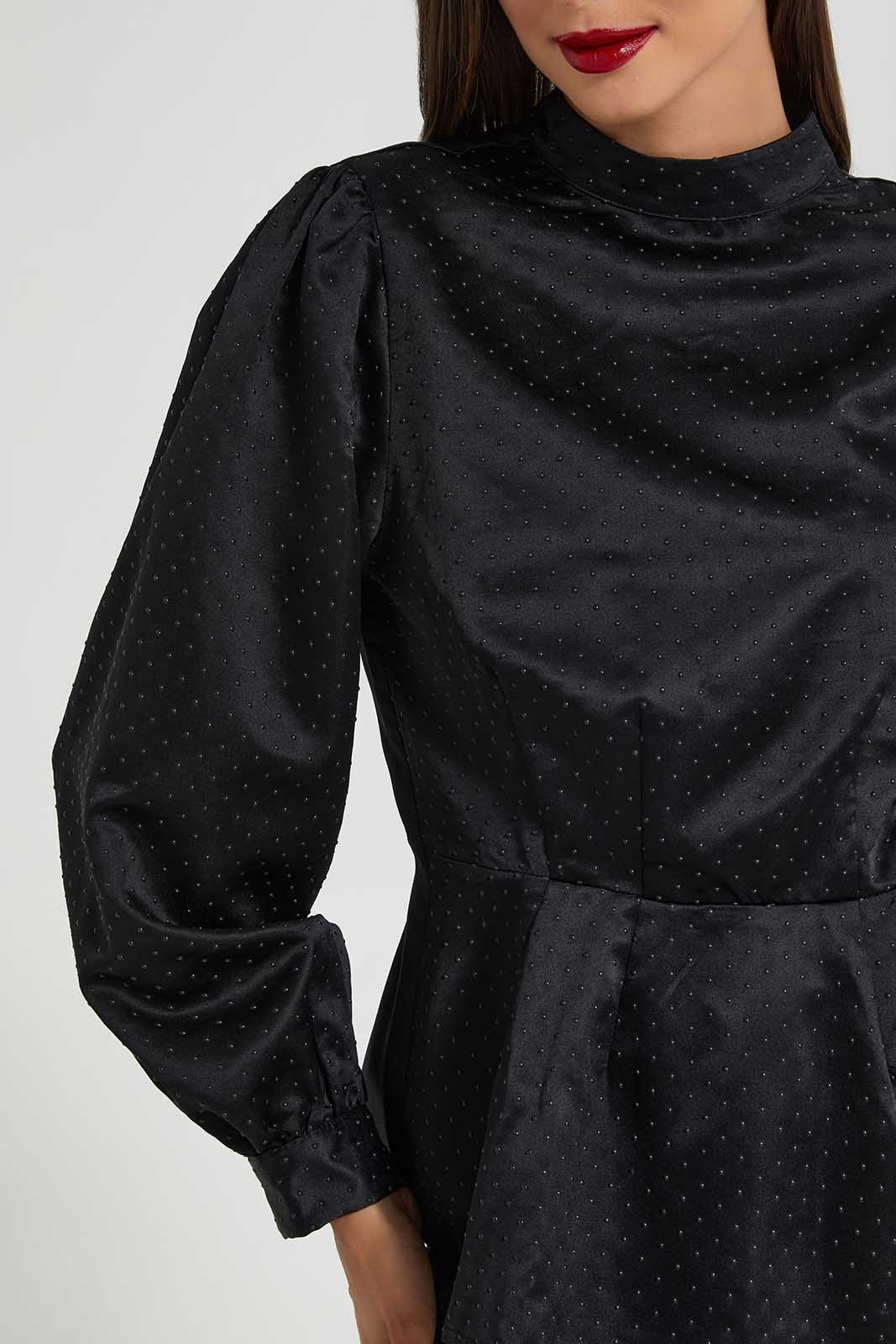 Redtag-Black-Peplum-Studded-Blouse-Category:Blouses,-Colour:Black,-Deals:New-In,-Filter:Women's-Clothing,-LDC,-LDC-Blouses,-New-In-LDC-APL,-Non-Sale,-Section:Women,-W22O-Women's-
