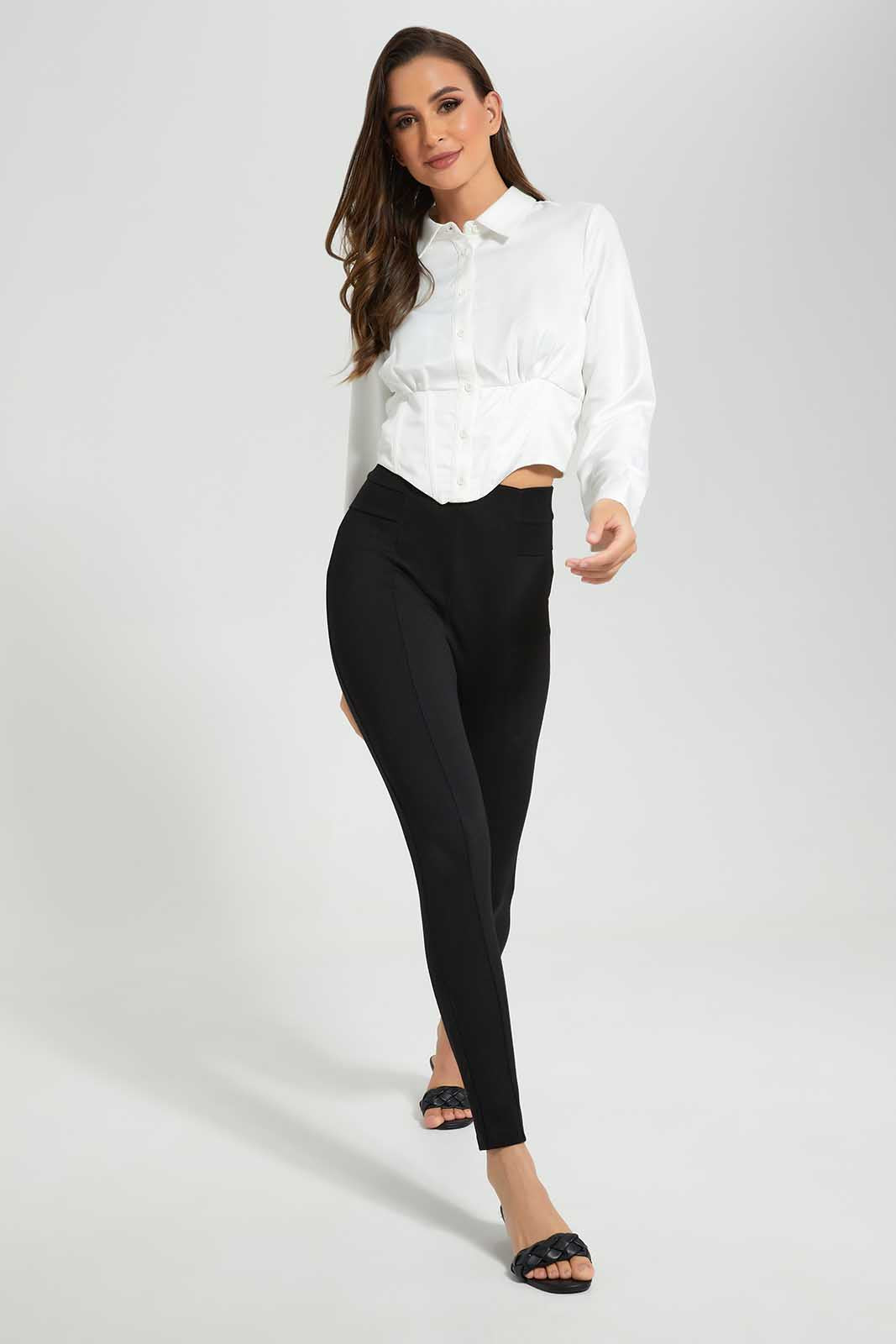 Redtag-White-Shirt-With-Bustier-Category:Blouses,-Colour:White,-Deals:New-In,-Filter:Women's-Clothing,-LDC,-LDC-Blouses,-New-In-LDC-APL,-Non-Sale,-Section:Women,-W22O-Women's-