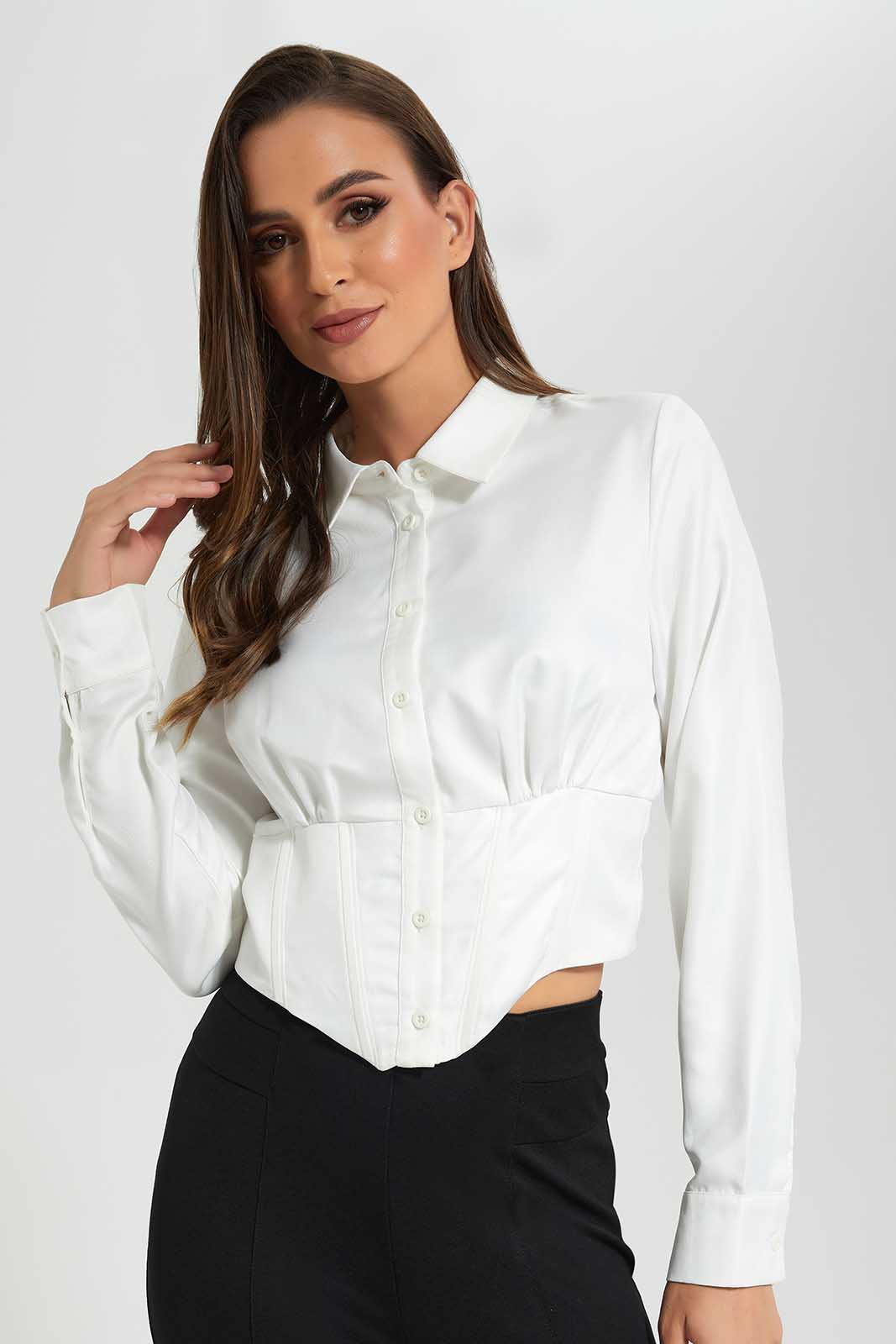 Redtag-White-Shirt-With-Bustier-Category:Blouses,-Colour:White,-Deals:New-In,-Filter:Women's-Clothing,-LDC,-LDC-Blouses,-New-In-LDC-APL,-Non-Sale,-Section:Women,-W22O-Women's-