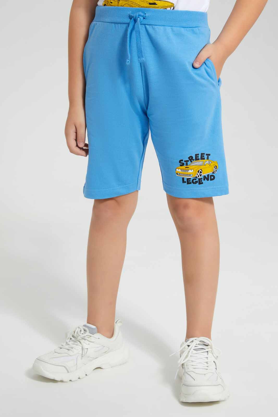 Redtag-White-Car-Print-T-Shirt-And-Shorts-Set-BOY-Sets,-Category:Sets,-Colour:White,-Deals:New-In,-Filter:Boys-(2-to-8-Yrs),-New-In-BOY-APL,-Non-Sale,-Section:Boys-(0-to-14Yrs),-W22O-Boys-2 to 8 Years