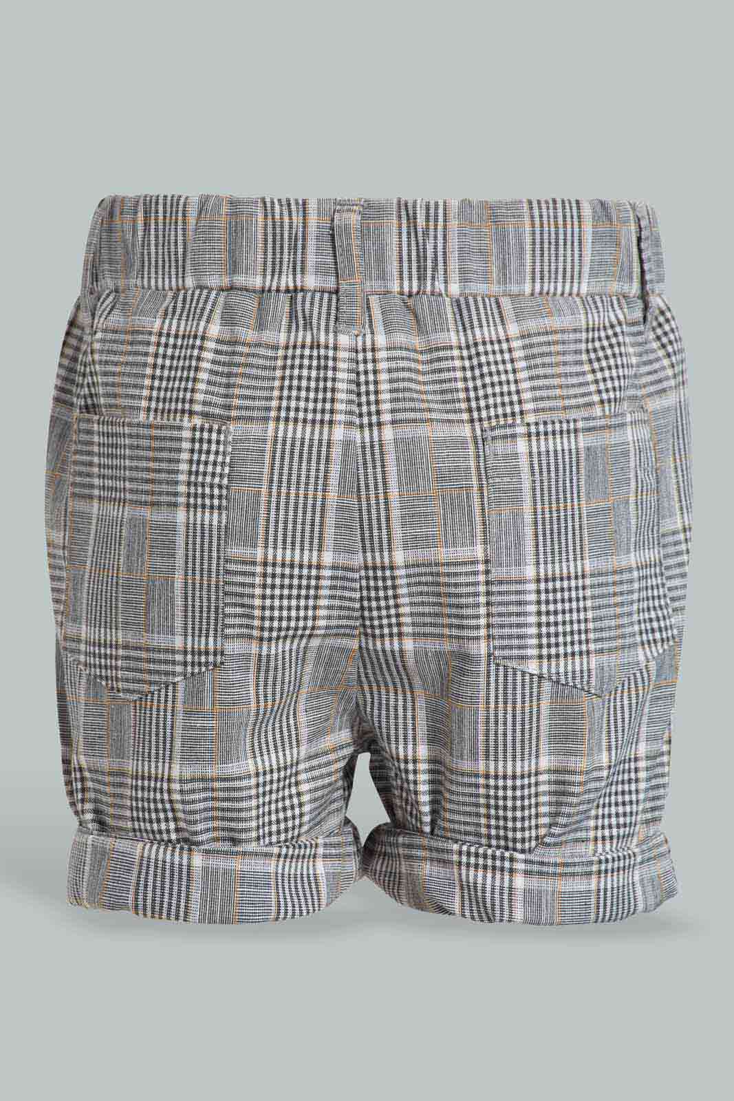 Redtag-Grey-Checks-Matching-Shorts-W/-Vestcoat-Category:Shorts,-Colour:Grey,-Deals:New-In,-EID,-Filter:Infant-Boys-(3-to-24-Mths),-INB-Shorts,-New-In-INB-APL,-Non-Sale,-Section:Boys-(0-to-14Yrs),-W22O-Infant-Boys-3 to 24 Months