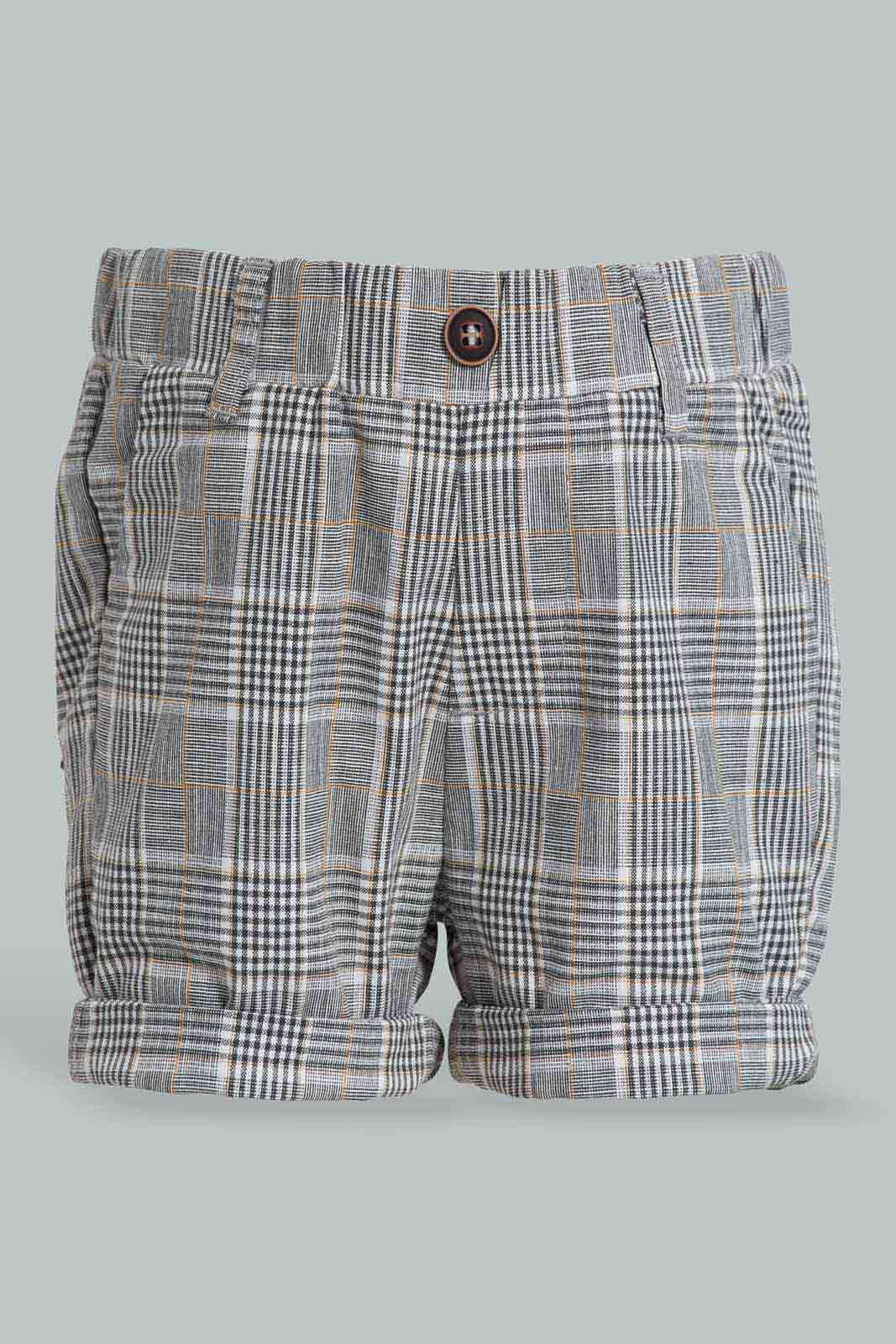 Redtag-Grey-Checks-Matching-Shorts-W/-Vestcoat-Category:Shorts,-Colour:Grey,-Deals:New-In,-EID,-Filter:Infant-Boys-(3-to-24-Mths),-INB-Shorts,-New-In-INB-APL,-Non-Sale,-Section:Boys-(0-to-14Yrs),-W22O-Infant-Boys-3 to 24 Months