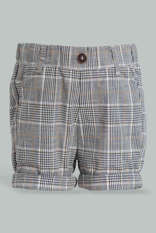 Redtag-Grey-Checks-Matching-Shorts-W/-Vestcoat-Category:Shorts,-Colour:Grey,-Deals:New-In,-EID,-Filter:Infant-Boys-(3-to-24-Mths),-INB-Shorts,-New-In-INB-APL,-Non-Sale,-Section:Boys-(0-to-14Yrs),-W22O-Infant-Boys-3 to 24 Months
