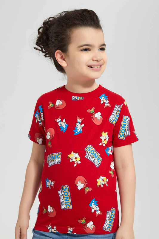 Redtag-Red-Printed-Sonic-SS-T-Shirt-BOY-T-Shirts,-Category:T-Shirts,-CHR,-Colour:Red,-Deals:New-In,-Filter:Boys-(2-to-8-Yrs),-New-In-BOY-APL,-Non-Sale,-Section:Boys-(0-to-14Yrs),-TBL,-W22O-Boys-2 to 8 Years