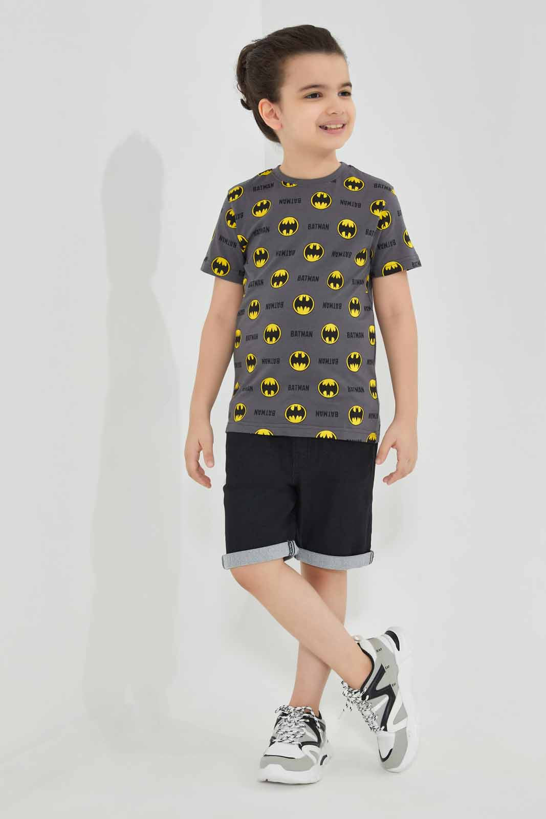 Redtag-Grey-Printed-Batman-SS-T-Shirt-BOY-T-Shirts,-Category:T-Shirts,-CHR,-Colour:Grey,-Deals:New-In,-Filter:Boys-(2-to-8-Yrs),-New-In-BOY-APL,-Non-Sale,-Section:Boys-(0-to-14Yrs),-TBL,-W22O-Boys-2 to 8 Years