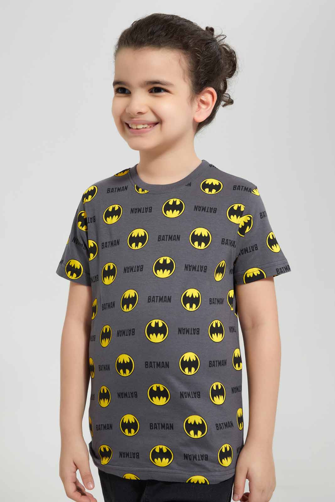 Redtag-Grey-Printed-Batman-SS-T-Shirt-BOY-T-Shirts,-Category:T-Shirts,-CHR,-Colour:Grey,-Deals:New-In,-Filter:Boys-(2-to-8-Yrs),-New-In-BOY-APL,-Non-Sale,-Section:Boys-(0-to-14Yrs),-TBL,-W22O-Boys-2 to 8 Years