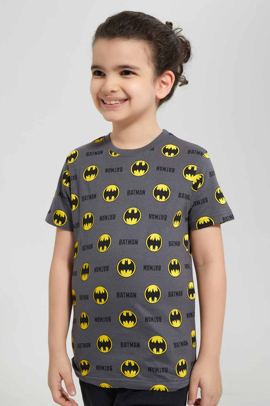 Redtag-Grey-Printed-Batman-SS-T-Shirt-BOY-T-Shirts,-Category:T-Shirts,-CHR,-Colour:Grey,-Deals:New-In,-Filter:Boys-(2-to-8-Yrs),-New-In-BOY-APL,-Non-Sale,-Section:Boys-(0-to-14Yrs),-TBL,-W22O-Boys-2 to 8 Years