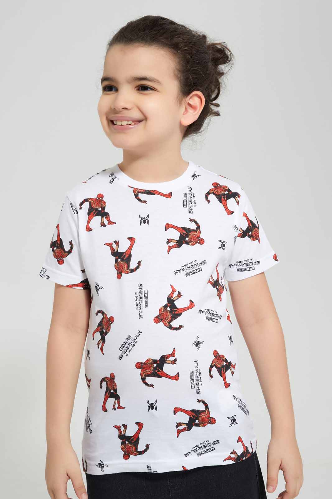 Redtag-White-Printed-Spiderman-SS-T-Shirt-BOY-T-Shirts,-Category:T-Shirts,-CHR,-Colour:White,-Deals:New-In,-Filter:Boys-(2-to-8-Yrs),-New-In-BOY-APL,-Non-Sale,-Section:Boys-(0-to-14Yrs),-TBL,-W22O-Boys-2 to 8 Years