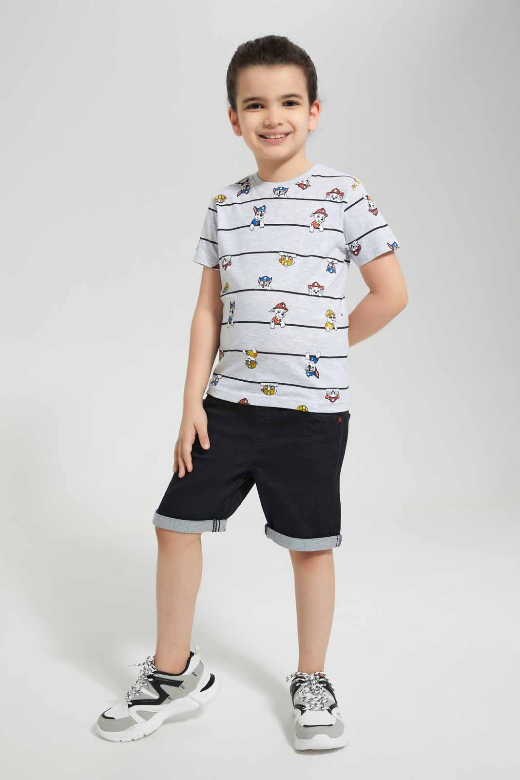 Redtag-M.-Grey-Printed-Paw-patrol-SS-T-Shirt-BOY-T-Shirts,-Category:T-Shirts,-CHR,-Colour:Grey,-Deals:New-In,-Filter:Boys-(2-to-8-Yrs),-New-In-BOY-APL,-Non-Sale,-Section:Boys-(0-to-14Yrs),-TBL,-W22O-Boys-2 to 8 Years